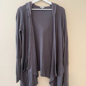 Splendid Women's Gray Waffle Knit Hooded Cardigan